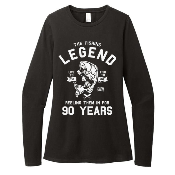 90th Birthday Gift The Fishing Legend 90 Years Fisherman Womens CVC Long Sleeve Shirt