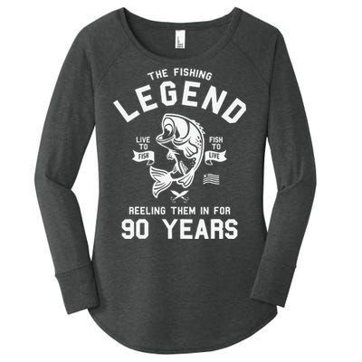 90th Birthday Gift The Fishing Legend 90 Years Fisherman Women's Perfect Tri Tunic Long Sleeve Shirt