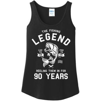 90th Birthday Gift The Fishing Legend 90 Years Fisherman Ladies Essential Tank