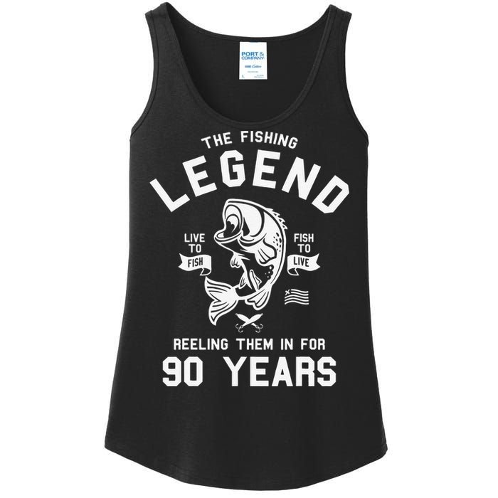 90th Birthday Gift The Fishing Legend 90 Years Fisherman Ladies Essential Tank