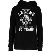 90th Birthday Gift The Fishing Legend 90 Years Fisherman Womens Funnel Neck Pullover Hood