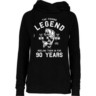 90th Birthday Gift The Fishing Legend 90 Years Fisherman Womens Funnel Neck Pullover Hood