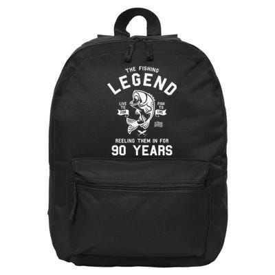 90th Birthday Gift The Fishing Legend 90 Years Fisherman 16 in Basic Backpack