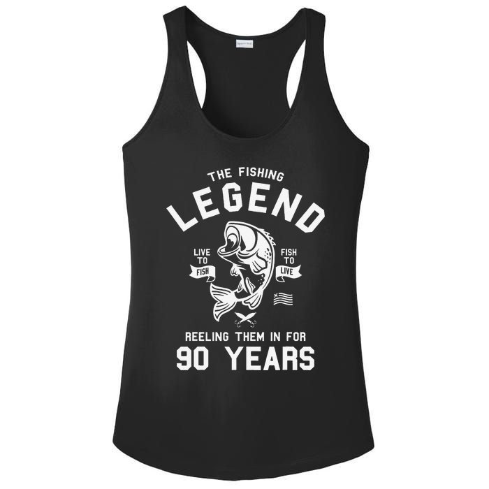 90th Birthday Gift The Fishing Legend 90 Years Fisherman Ladies PosiCharge Competitor Racerback Tank