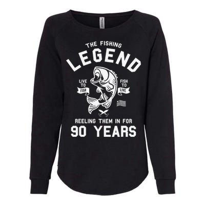 90th Birthday Gift The Fishing Legend 90 Years Fisherman Womens California Wash Sweatshirt