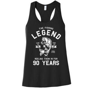 90th Birthday Gift The Fishing Legend 90 Years Fisherman Women's Racerback Tank