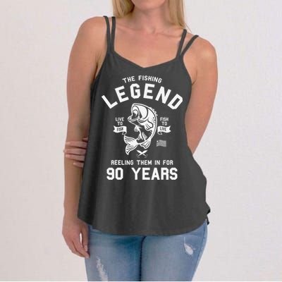 90th Birthday Gift The Fishing Legend 90 Years Fisherman Women's Strappy Tank