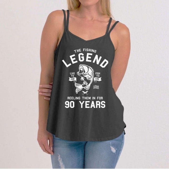 90th Birthday Gift The Fishing Legend 90 Years Fisherman Women's Strappy Tank