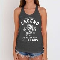 90th Birthday Gift The Fishing Legend 90 Years Fisherman Women's Knotted Racerback Tank