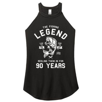 90th Birthday Gift The Fishing Legend 90 Years Fisherman Women's Perfect Tri Rocker Tank