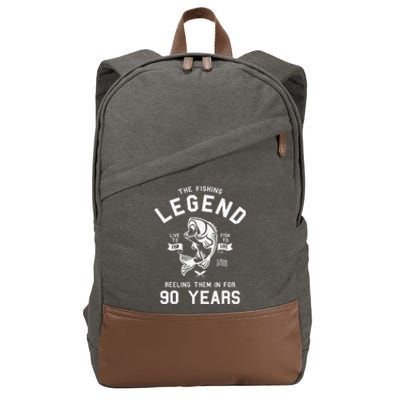 90th Birthday Gift The Fishing Legend 90 Years Fisherman Cotton Canvas Backpack