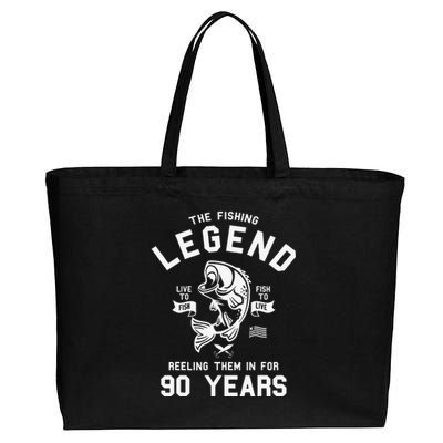 90th Birthday Gift The Fishing Legend 90 Years Fisherman Cotton Canvas Jumbo Tote