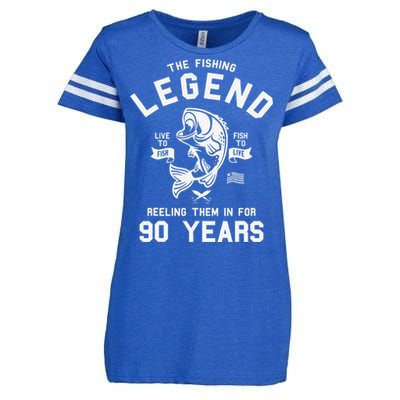 90th Birthday Gift The Fishing Legend 90 Years Fisherman Enza Ladies Jersey Football T-Shirt