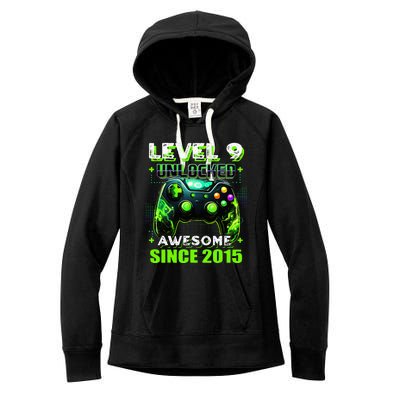 9th Birthday Gamer 9 Year Old Funny Bday Women's Fleece Hoodie