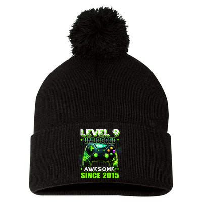 9th Birthday Gamer 9 Year Old Funny Bday Pom Pom 12in Knit Beanie