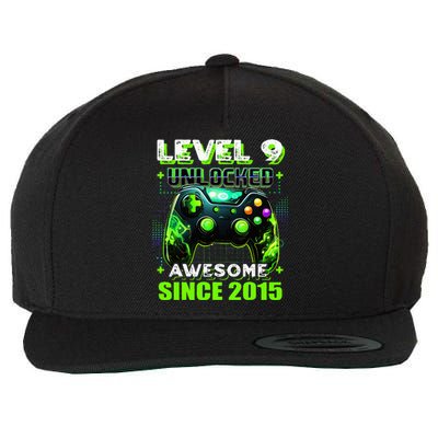 9th Birthday Gamer 9 Year Old Funny Bday Wool Snapback Cap