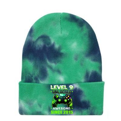 9th Birthday Gamer 9 Year Old Funny Bday Tie Dye 12in Knit Beanie