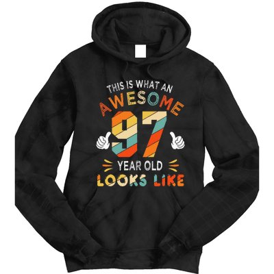 97th Birthday Gifts 97 Years Old looks Like Funny 97th Bday Tie Dye Hoodie