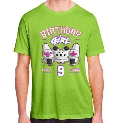 9Th Birthday  Gamer Level 9 Begins Video Games Girls Adult ChromaSoft Performance T-Shirt