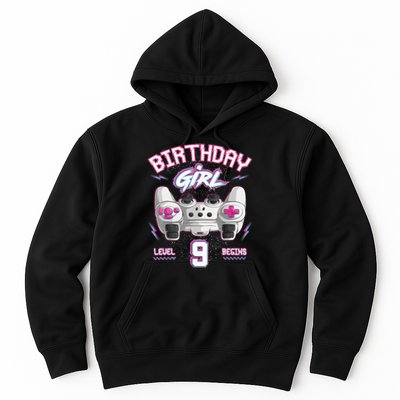 9Th Birthday  Gamer Level 9 Begins Video Games Girls Hoodie