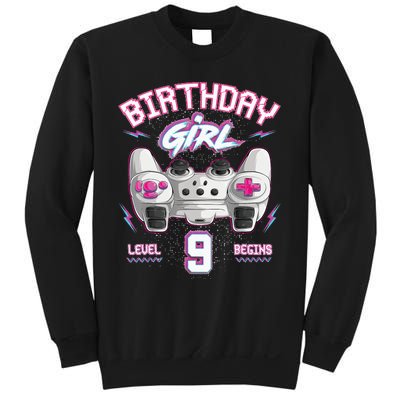 9Th Birthday  Gamer Level 9 Begins Video Games Girls Sweatshirt