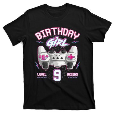 9Th Birthday  Gamer Level 9 Begins Video Games Girls T-Shirt