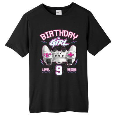 9Th Birthday  Gamer Level 9 Begins Video Games Girls Tall Fusion ChromaSoft Performance T-Shirt