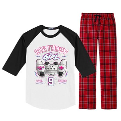 9Th Birthday  Gamer Level 9 Begins Video Games Girls Raglan Sleeve Pajama Set