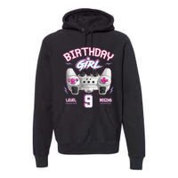 9Th Birthday  Gamer Level 9 Begins Video Games Girls Premium Hoodie