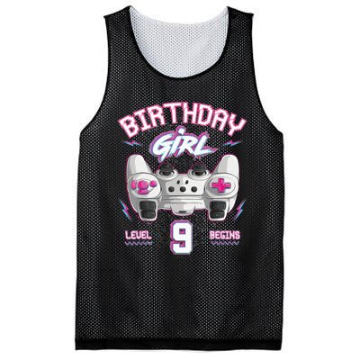 9Th Birthday  Gamer Level 9 Begins Video Games Girls Mesh Reversible Basketball Jersey Tank