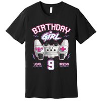 9Th Birthday  Gamer Level 9 Begins Video Games Girls Premium T-Shirt