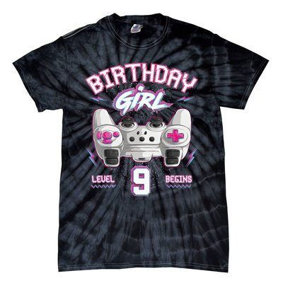 9Th Birthday  Gamer Level 9 Begins Video Games Girls Tie-Dye T-Shirt