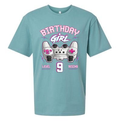 9Th Birthday  Gamer Level 9 Begins Video Games Girls Sueded Cloud Jersey T-Shirt