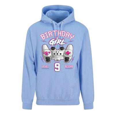 9Th Birthday  Gamer Level 9 Begins Video Games Girls Unisex Surf Hoodie