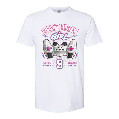 9Th Birthday  Gamer Level 9 Begins Video Games Girls Softstyle CVC T-Shirt