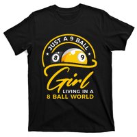 9 Ball Girl Living In 8 Ball World Pool Snooker Billiards T-Shirt