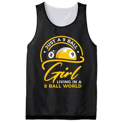 9 Ball Girl Living In 8 Ball World Pool Snooker Billiards Mesh Reversible Basketball Jersey Tank