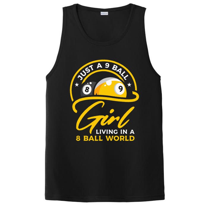 9 Ball Girl Living In 8 Ball World Pool Snooker Billiards PosiCharge Competitor Tank