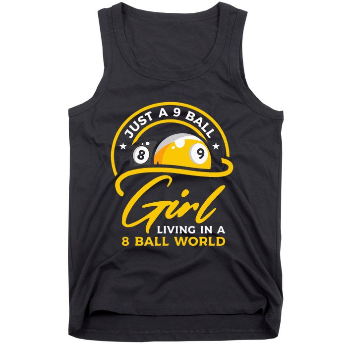 9 Ball Girl Living In 8 Ball World Pool Snooker Billiards Tank Top