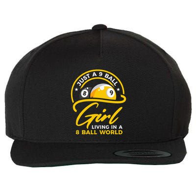 9 Ball Girl Living In 8 Ball World Pool Snooker Billiards Wool Snapback Cap