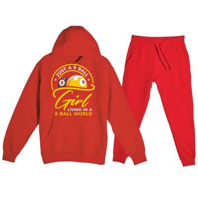 9 Ball Girl Living In 8 Ball World Pool Snooker Billiards Premium Hooded Sweatsuit Set