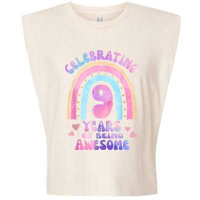 9th Birthday Girl Tie Dye 9 Years Of Being Awesome Bday Garment-Dyed Women's Muscle Tee