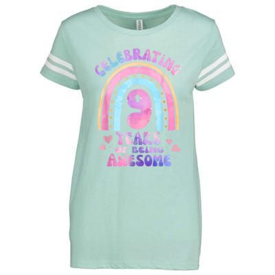 9th Birthday Girl Tie Dye 9 Years Of Being Awesome Bday Enza Ladies Jersey Football T-Shirt