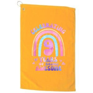 9th Birthday Girl Tie Dye 9 Years Of Being Awesome Bday Platinum Collection Golf Towel