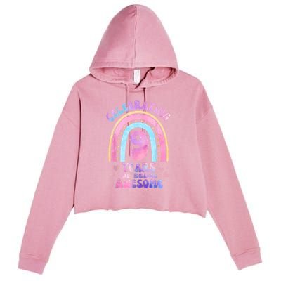 9th Birthday Girl Tie Dye 9 Years Of Being Awesome Bday Crop Fleece Hoodie