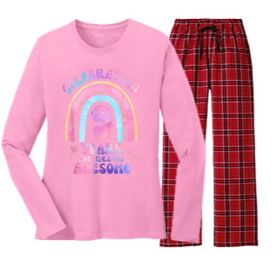 9th Birthday Girl Tie Dye 9 Years Of Being Awesome Bday Women's Long Sleeve Flannel Pajama Set 