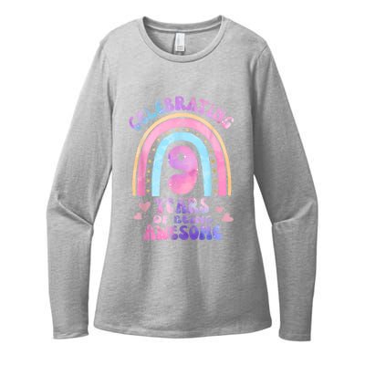 9th Birthday Girl Tie Dye 9 Years Of Being Awesome Bday Womens CVC Long Sleeve Shirt