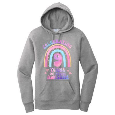 9th Birthday Girl Tie Dye 9 Years Of Being Awesome Bday Women's Pullover Hoodie