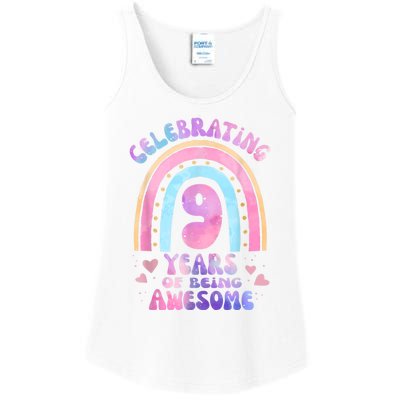 9th Birthday Girl Tie Dye 9 Years Of Being Awesome Bday Ladies Essential Tank