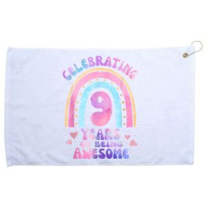 9th Birthday Girl Tie Dye 9 Years Of Being Awesome Bday Grommeted Golf Towel